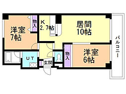 ナディア・ヴィエーレ 2LDKの間取図画像