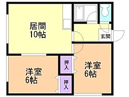 グリーンハイツ1 2LDKの間取図画像