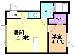 ルミナーレ公園A 1LDKの間取図画像