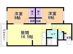 第2花椿ビル 2LDKの間取図画像