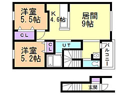 フェンネル清見 2LDKの間取図画像
