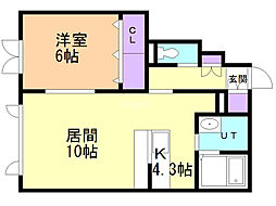 NS夕陽ケ丘 1LDKの間取図画像