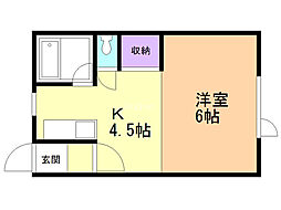 コーポ文京2 ワンルームの間取図画像