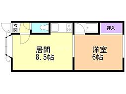 ボナールハイツ1 1LDKの間取図画像