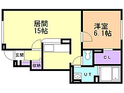 クレストール 1LDKの間取図画像
