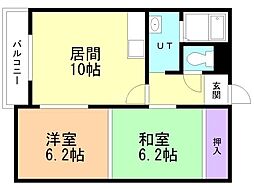 ロイヤルシャトー静 2LDKの間取図画像