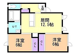 本町ゆうあいハイツA棟 2LDKの間取図画像