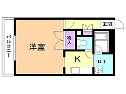 アナザーラピュタ 1Kの間取図画像