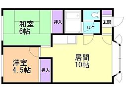 ボナールハイツ2 2LDKの間取図画像