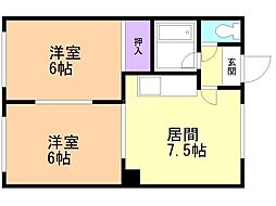 コーポラスグリーン 2DKの間取図画像