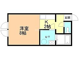 LaFlora3 1Kの間取図画像