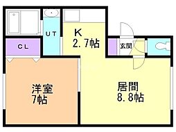 リバティとん田 1LDKの間取図画像