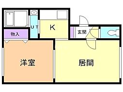 リバティ美芳 1LDKの間取図画像