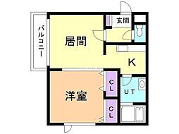 ラピュタルマン 1LDKの間取図画像