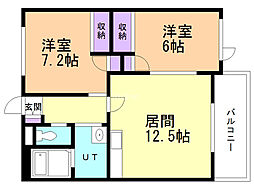 ロイヤルシャトー静 2LDKの間取図画像