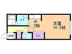 ハイツS3 1Kの間取図画像