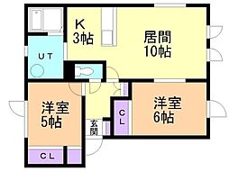 ブランフル2 2LDKの間取図画像