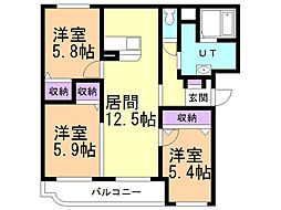 プレミアムニルス 3LDKの間取図画像