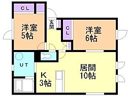 ブランフル2 2LDKの間取図画像