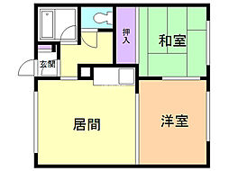 北庄ハイツ 2LDKの間取図画像