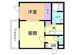 ジョージラピュタ 1LDKの間取図画像