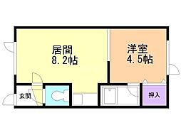 オーチャードK1 1LDKの間取図画像