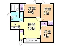 みやまSkyハイツ 3LDKの間取図画像