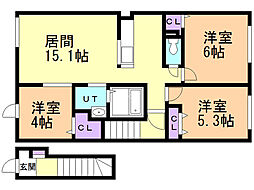 ル・レーヴ1 3LDKの間取図画像