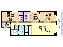 サンシティトキワ 3LDKの間取図画像