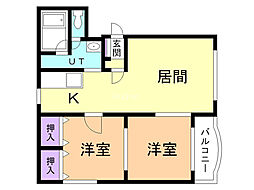 ピュアライフ壱番館 2LDKの間取図画像