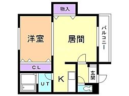 スイングラピュタ 1LDKの間取図画像