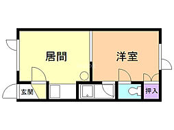 第2日研ハイツ 1DKの間取図画像
