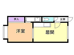 NorthWest 1DKの間取図画像