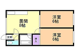 蘭ハイツ 2LDKの間取図画像