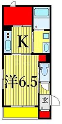京成本線 京成高砂駅 徒歩5分の賃貸マンション 2階1Kの間取り