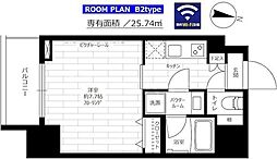 都営新宿線 大島駅 徒歩2分の賃貸マンション 7階1Kの間取り