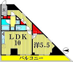 グラシアプレイス曳舟 1LDKの間取図画像