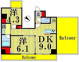 ベルシード東向島 2LDKの間取図画像