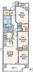 CRESTCOURT錦糸町 3LDKの間取図画像