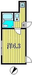 リベルテ東向島 1Kの間取図画像