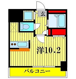 レニエ・ラ・ヴェルトゥ ワンルームの間取図画像