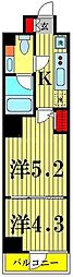 プレミアムキューブ両国デュー 2Kの間取図画像