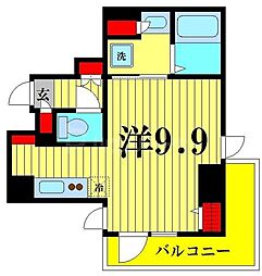 グランカーサ錦糸町 ワンルームの間取図画像