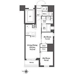 ドゥーエ亀戸2 2LDKの間取図画像