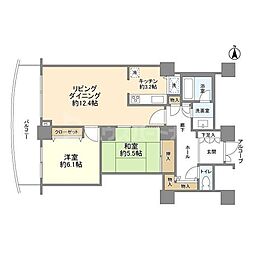 ザ・ガーデンタワーズサンセットタワー 2LDKの間取図画像