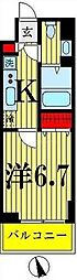 CASSIA押上 1Kの間取図画像