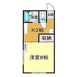 カレッジ 1Kの間取図画像