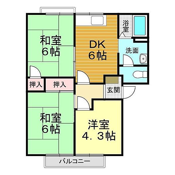 山口県下関市長府侍町1丁目(賃貸アパート3DK・2階・50.90㎡)の写真 その2