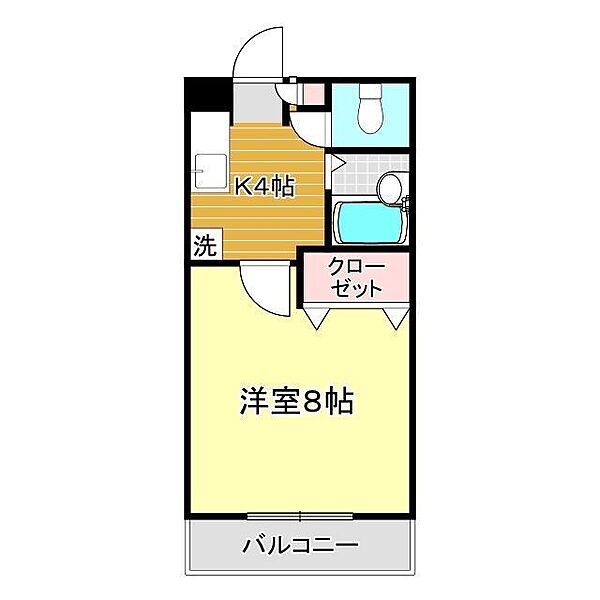 ウェルタウンみわ　2号館 204｜山口県下関市一の宮町4丁目(賃貸マンション1K・2階・26.00㎡)の写真 その2