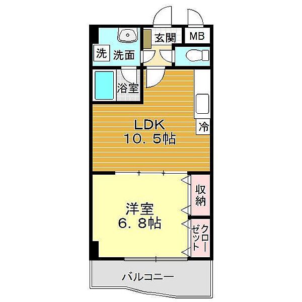 山口県下関市上新地町3丁目(賃貸マンション1LDK・3階・40.05㎡)の写真 その2